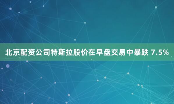 北京配资公司特斯拉股价在早盘交易中暴跌 7.5%